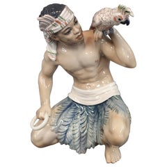Oriental Porcelain Figurine, Sundanese Man, No 1305 by Dahl Jensen