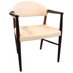 Armchair in Rosewood and Natural Leather by Kurt Olsen, 1960s
