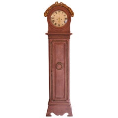 Antiguo Reloj Gustaviano de Caja Larga Pintado de Dinamarca, Circa 1780s
