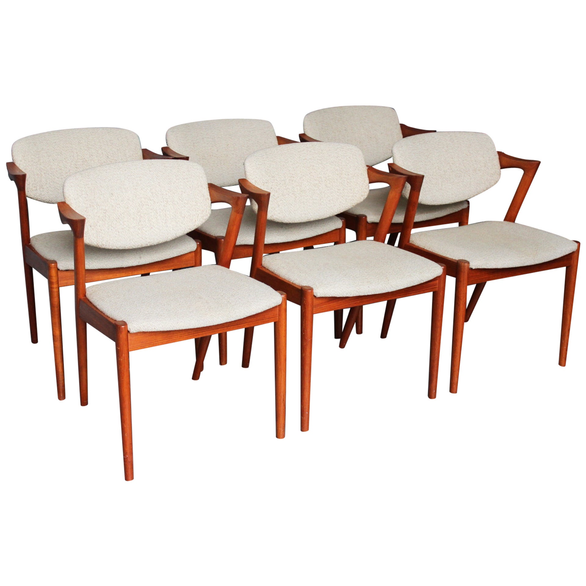 Six Dining Chairs by Kai Kristiansen Model 42 in Teak, 1960s