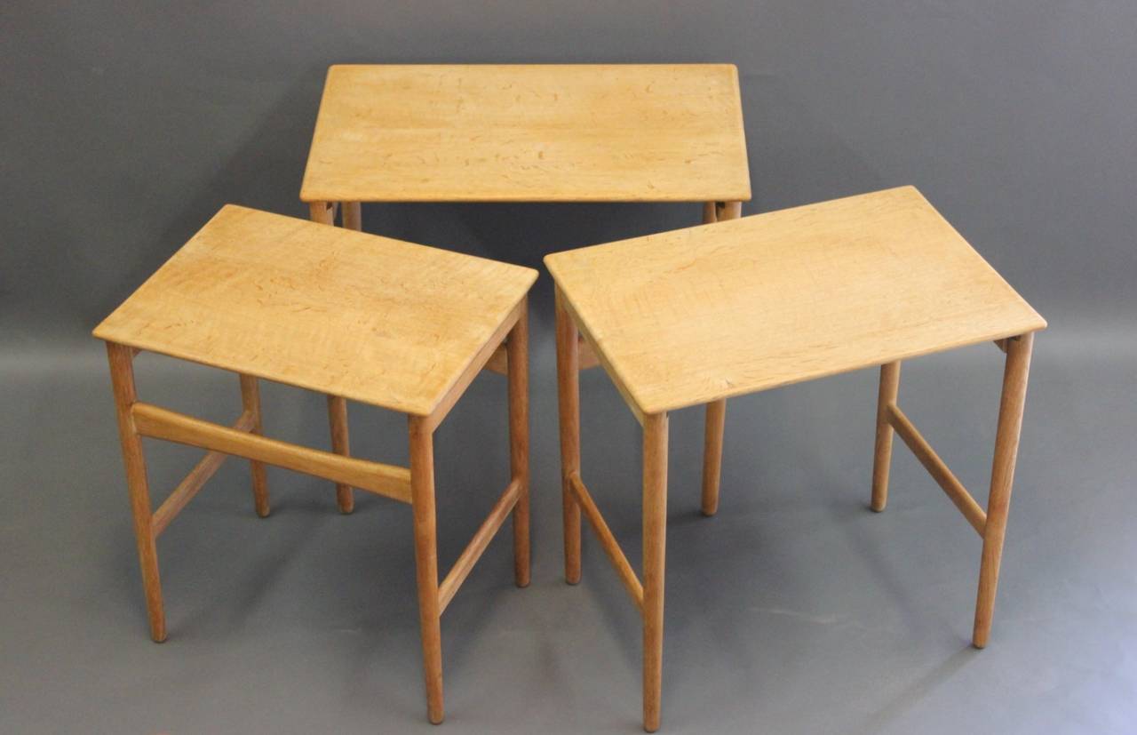 Scandinavian Modern Set of Nesting Tables Designed by Hans J. Wegner, circa 1960
