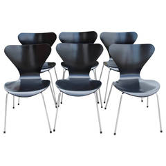 Six Arne Jacobsen Chairs by Fritz Hansen, Model 3107, 1960s