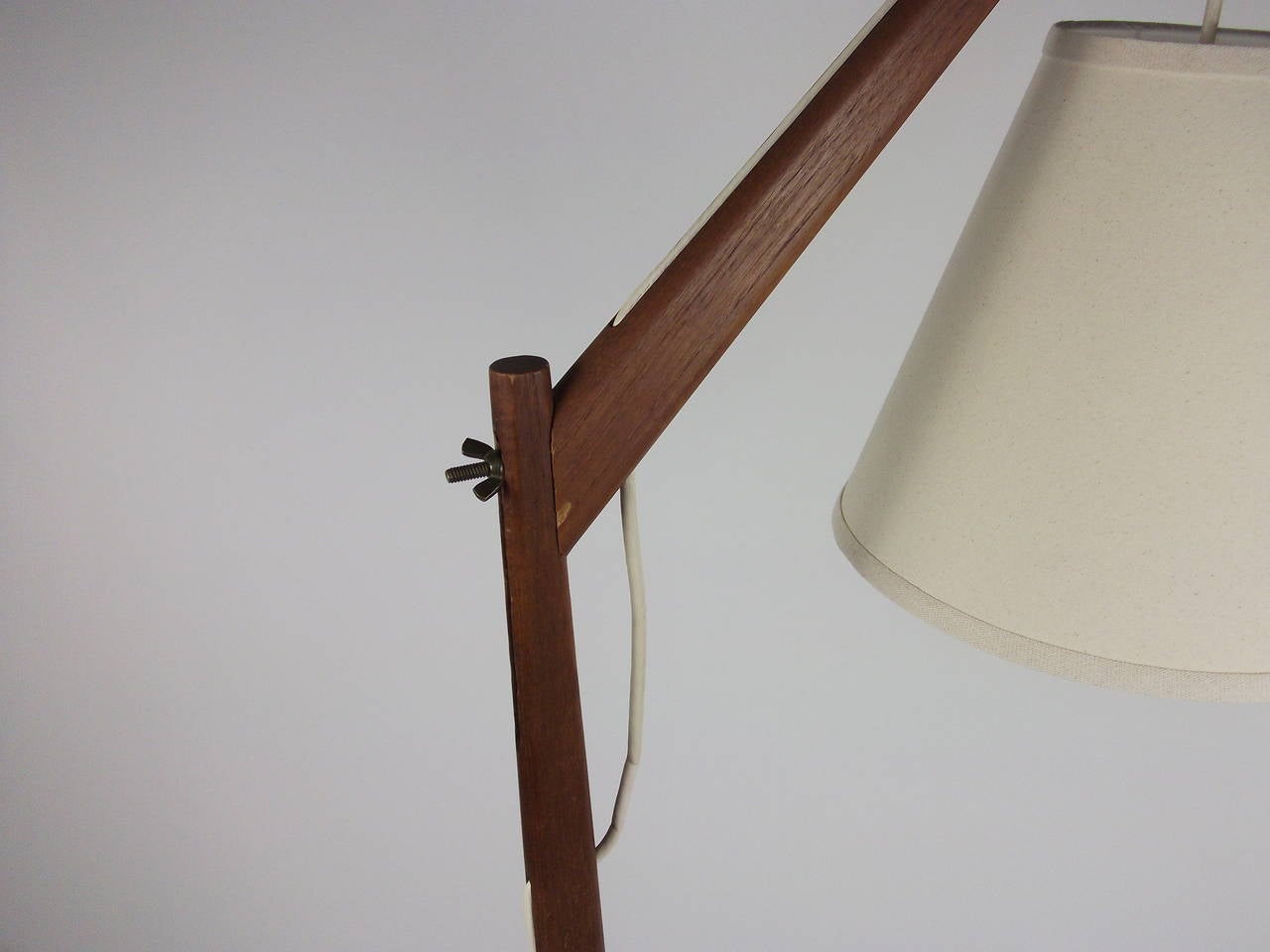 1960s Teak Floor Lamp with Boomerang Cast Iron Base, Made in Denmark In Excellent Condition In Victoria, British Columbia