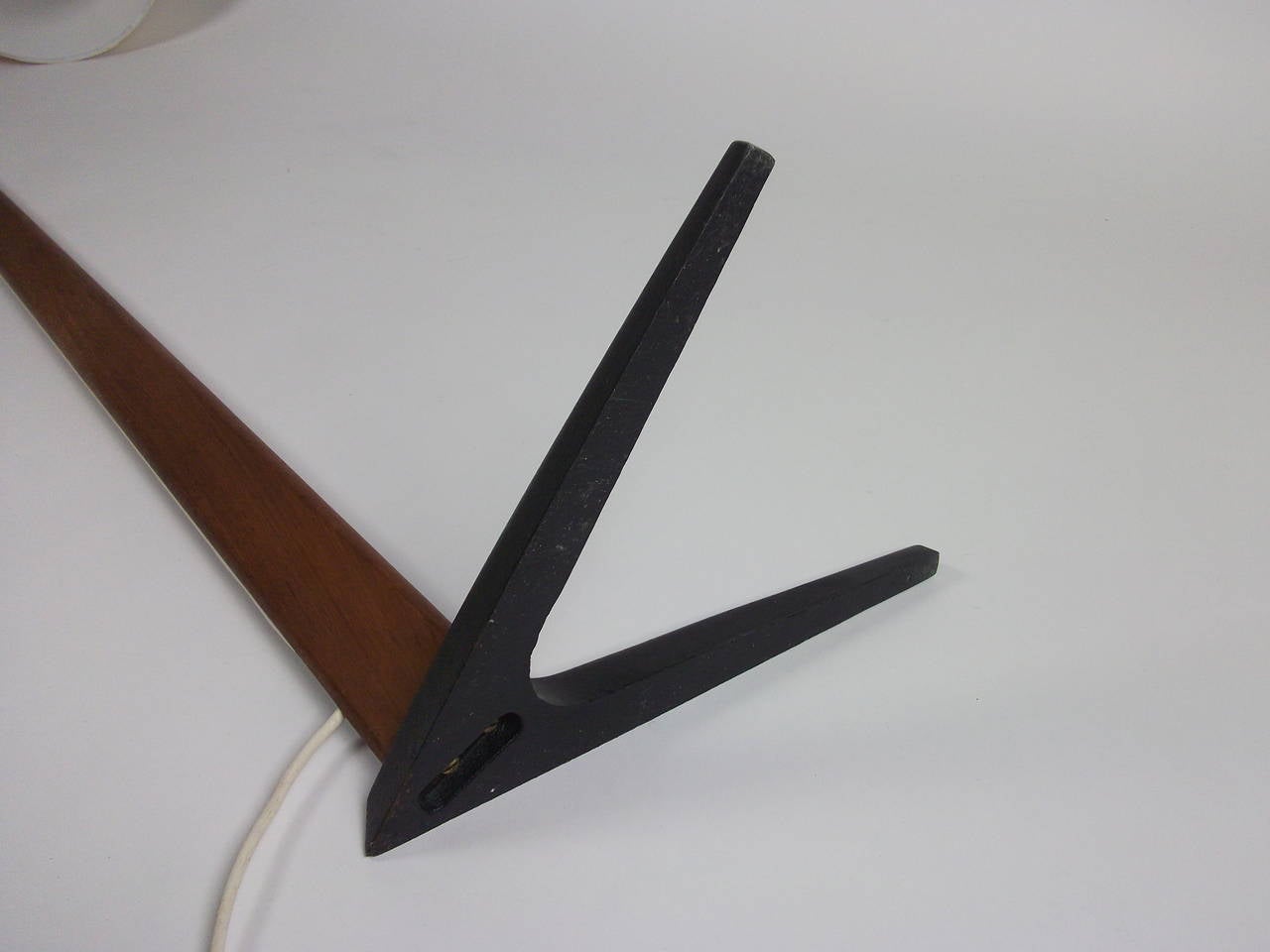 Mid-20th Century 1960s Teak Floor Lamp with Boomerang Cast Iron Base, Made in Denmark