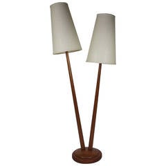 Rare and Unique 1960s, Two-Headed Teak Floor Lamp Rare and Unique 1960s, Two-Headed Teak Floor Lamp