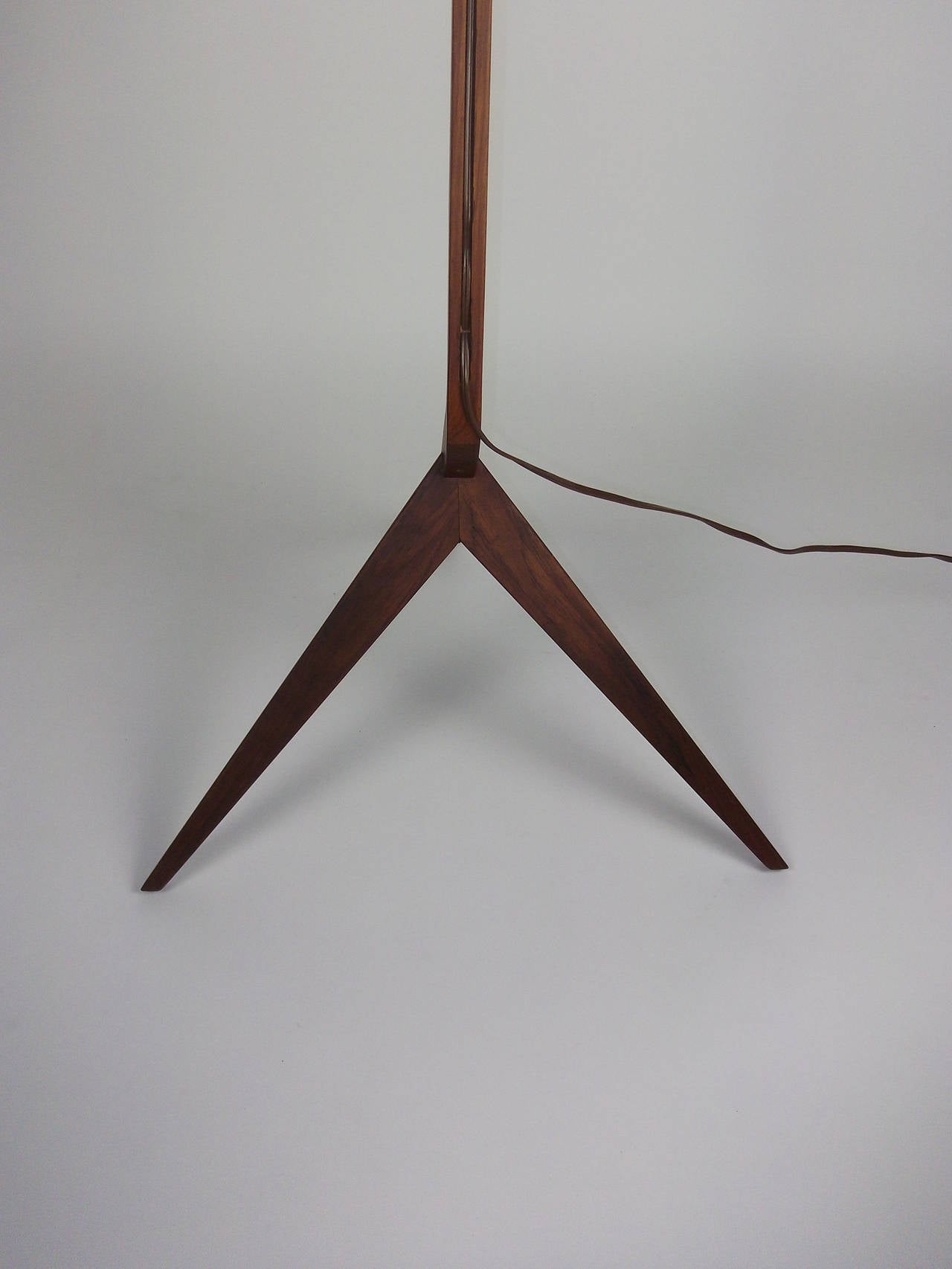 Mid-20th Century Striking 1960s Danish Modern Three-Leg Teak Floor Lamp