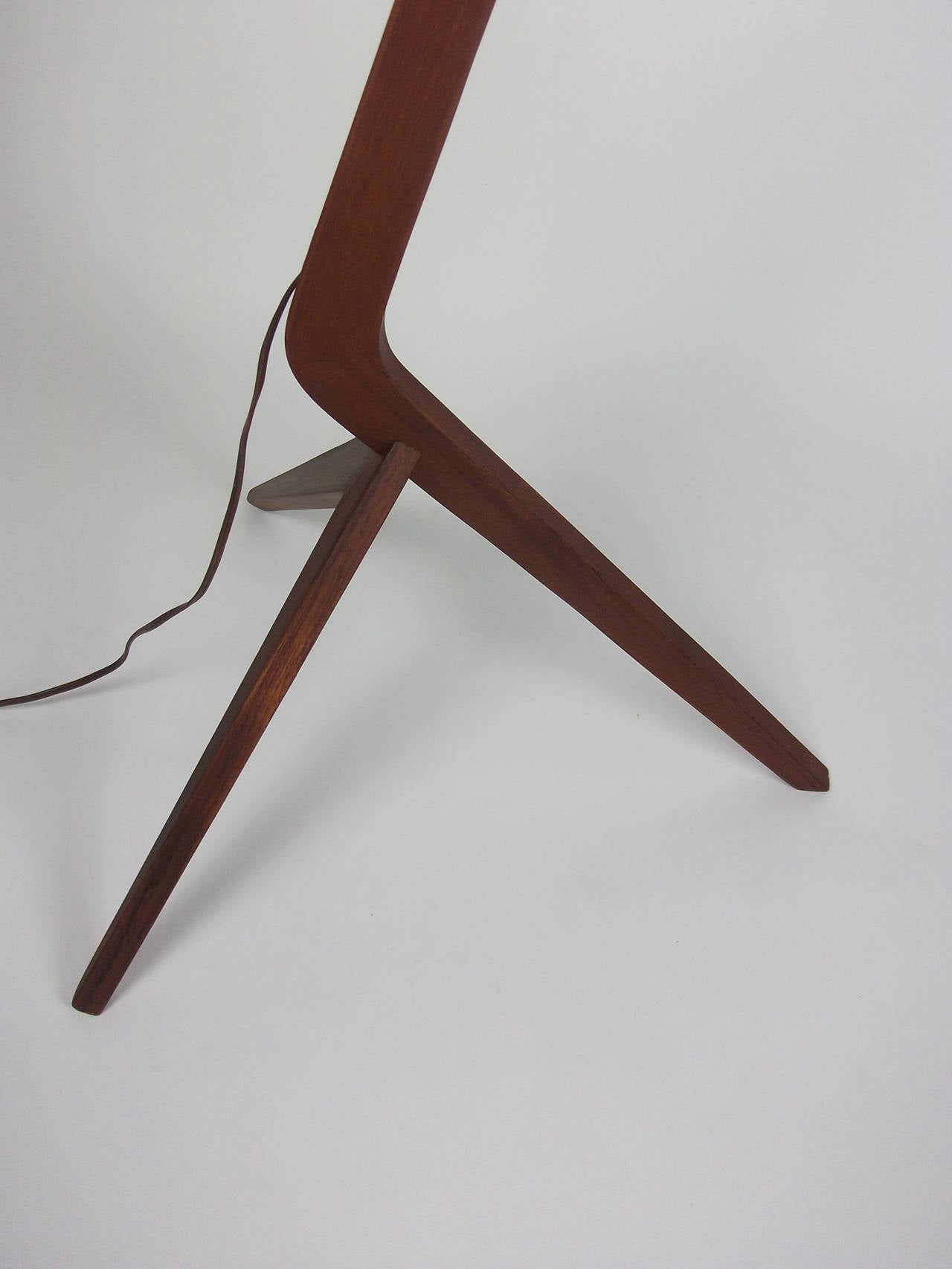 Striking 1960s Danish Modern Three-Leg Teak Floor Lamp 1
