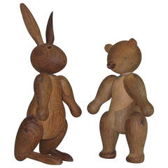 Wooden Bear and Rabbit by Kay Bojesen, Denmark, 1950s