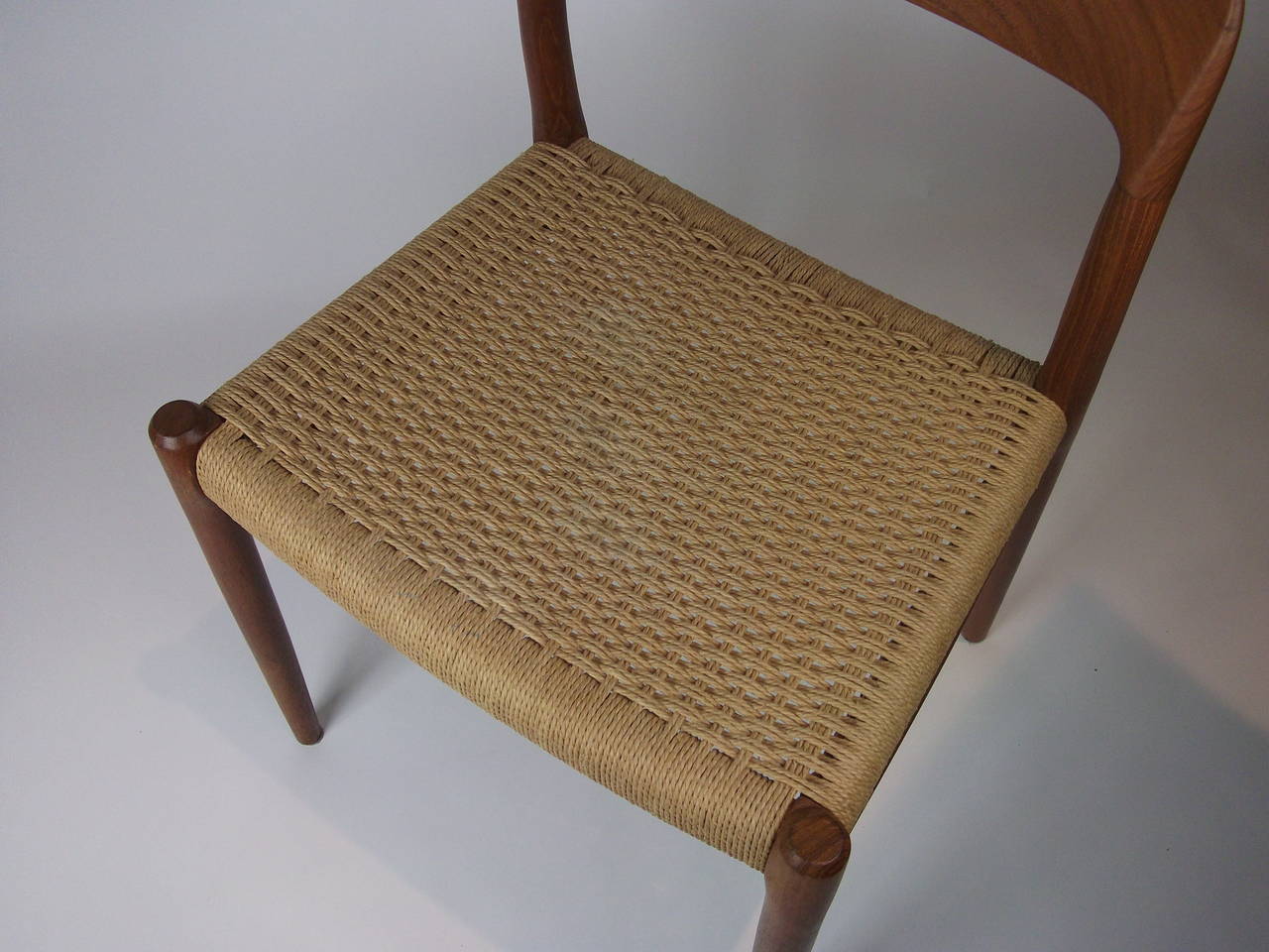 Papercord Vintage Danish Teak J.L Moller Chair, Model #75