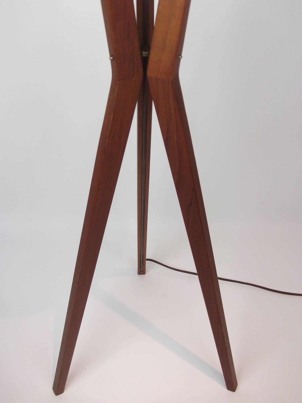 Striking 1960s Danish Modern Three-Leg Teak Floor Lamp In Excellent Condition In Victoria, British Columbia