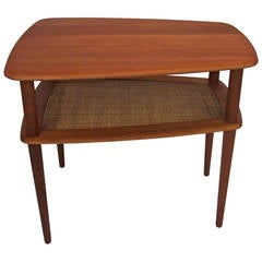 1950's 2 tier SOLID teak end table designed by Peter Hvidt