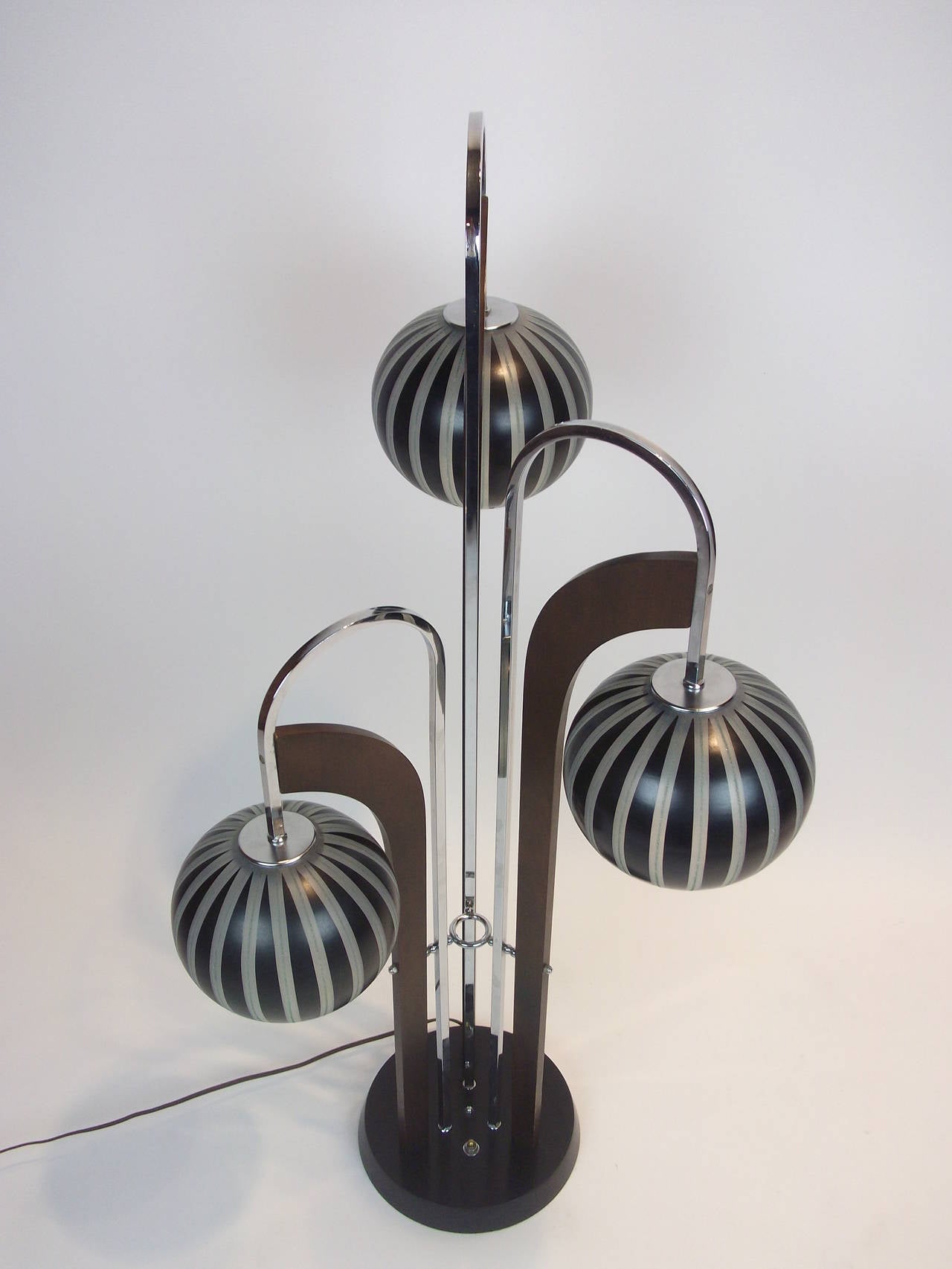Glass Exceptional Mid-Century Modern Three-Globe Lamp For Sale