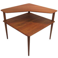1950s Solid Teak Corner Table Designed by Peter Hvidt & Orla Molgaard-Nielsen