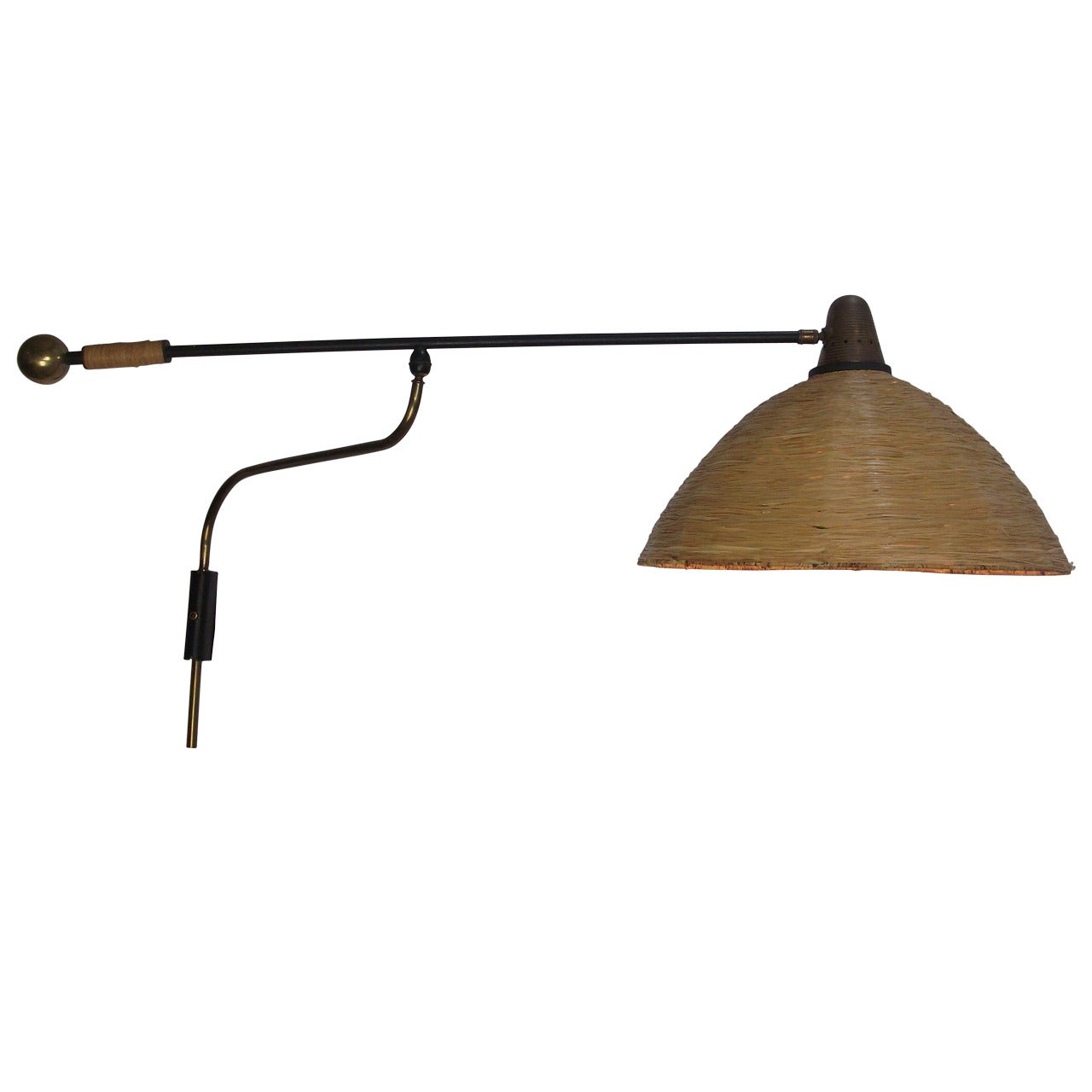 Exceptional Large and Super Rare Mid-Century Modern Adjustable Wall Light