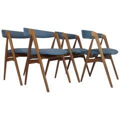 Spectacular Set of Four Midcentury Dining Chairs by Danish Designer Th. Harlev