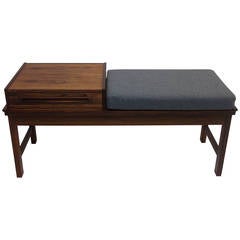 Exquisite Midcentury Rosewood Entry Bench by Soborg, Denmark (ON HOLD)