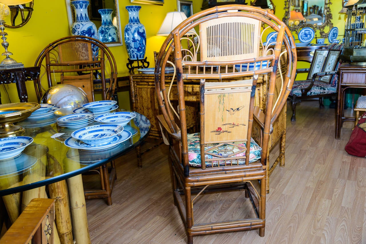 20th Century Pair of Bamboo Fan Back Chairs