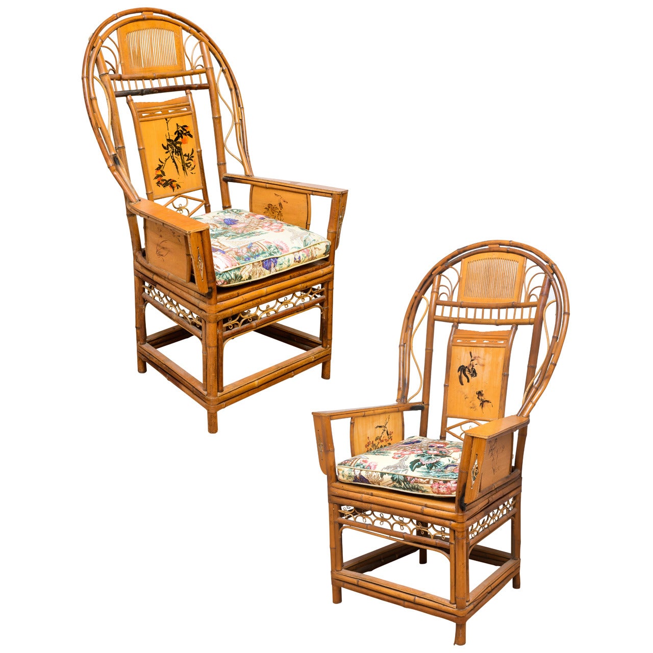 Pair of Bamboo Fan Back Chairs