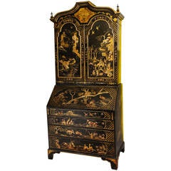 Antique Superb Late 19th Century Chinoiserie Hand-Painted Secretary Desk