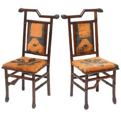 Unusual Pair of 19th Century Bamboo Side Chairs (estate of Lilly Pulitzer)