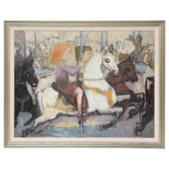 Vintage Superb Oil Painting of a Carousel by Max Kahn