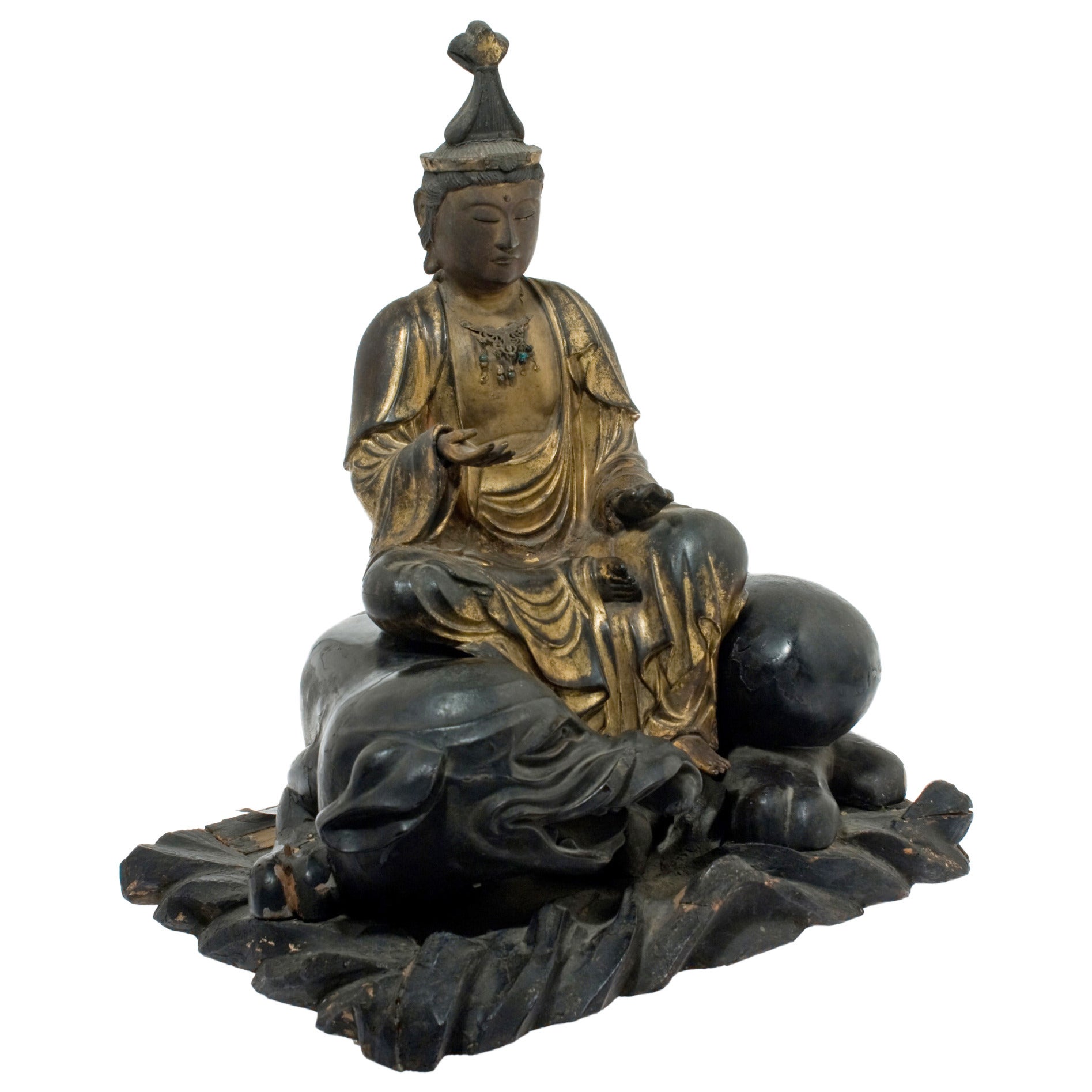18th Century Lacquer Bodhisattva of Benevolence Sculpture For Sale