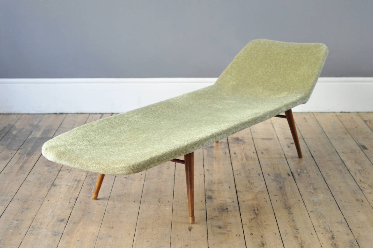 A fantastic daybed with stand out design. Elevated on fine tapering legs, the streamlined base seems to float in the air. 

This item is available re-upholstered in your choice of fabric from the Kirkby, Romo, Kvadrat or Bute ranges for £1,545.