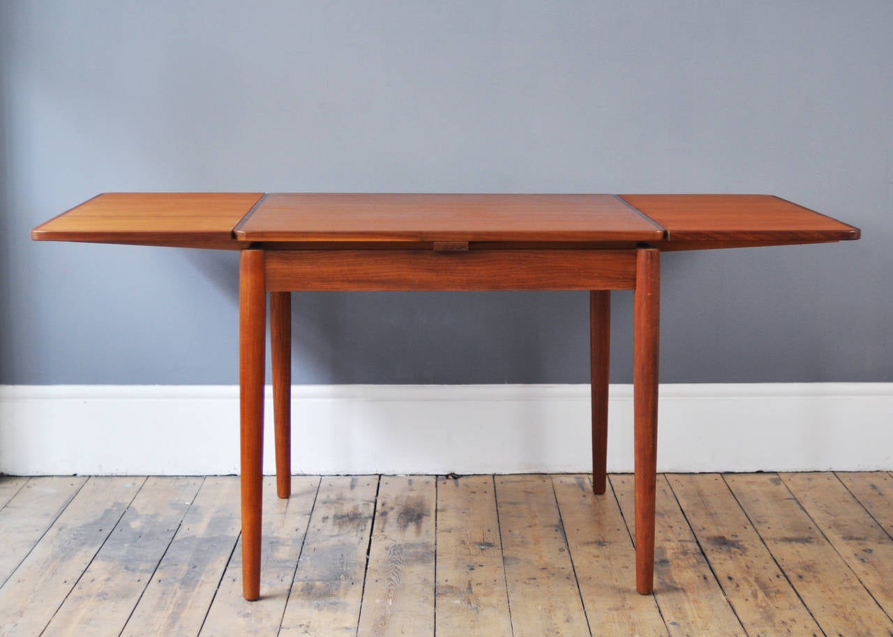 Scandinavian Modern Danish Midcentury Extendable Square Teak Dining Table