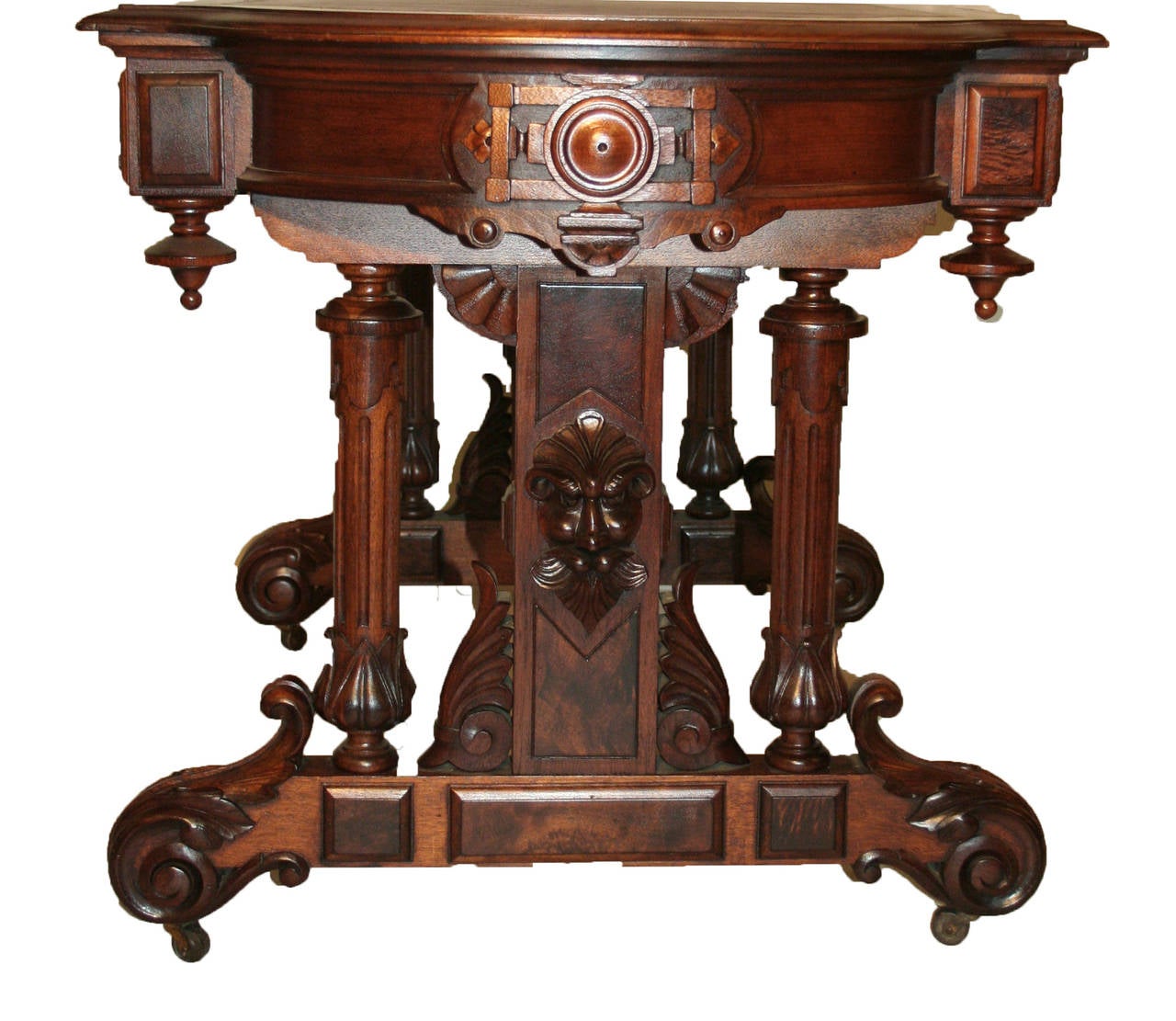 Mid-19th Century 19th Century American Renaissance Revival Walnut Table and Desk