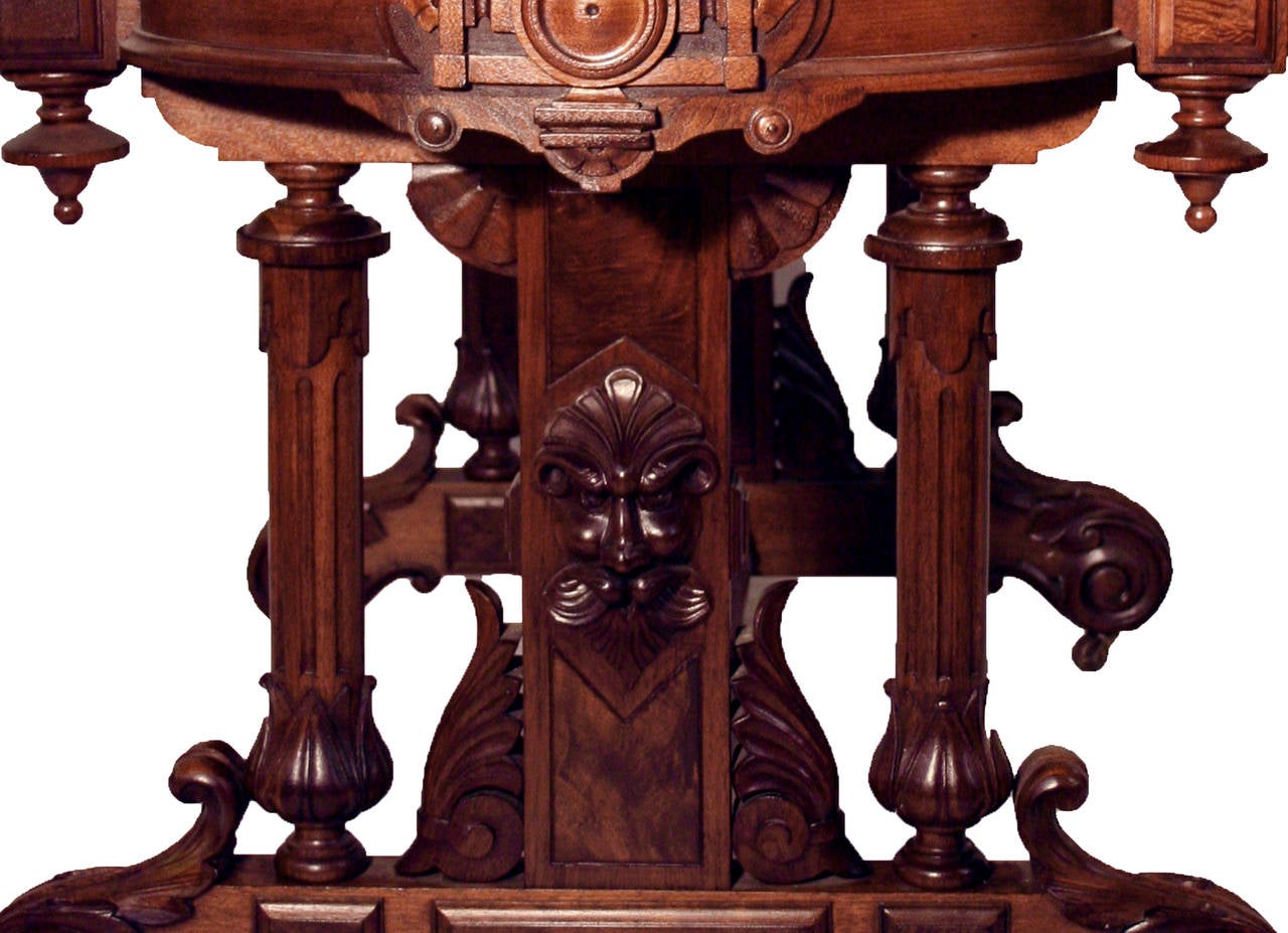 19th Century American Renaissance Revival Walnut Table and Desk 1