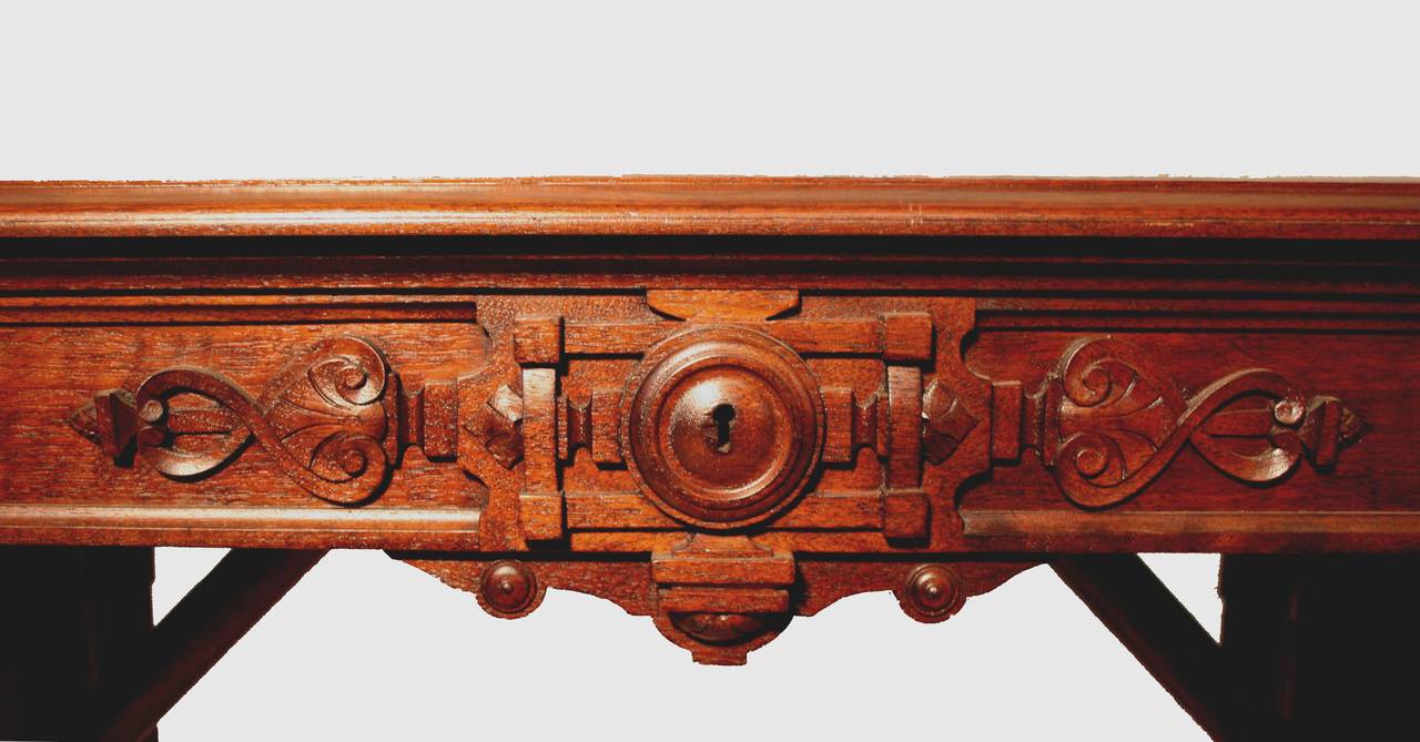 19th Century American Renaissance Revival Walnut Table and Desk 2