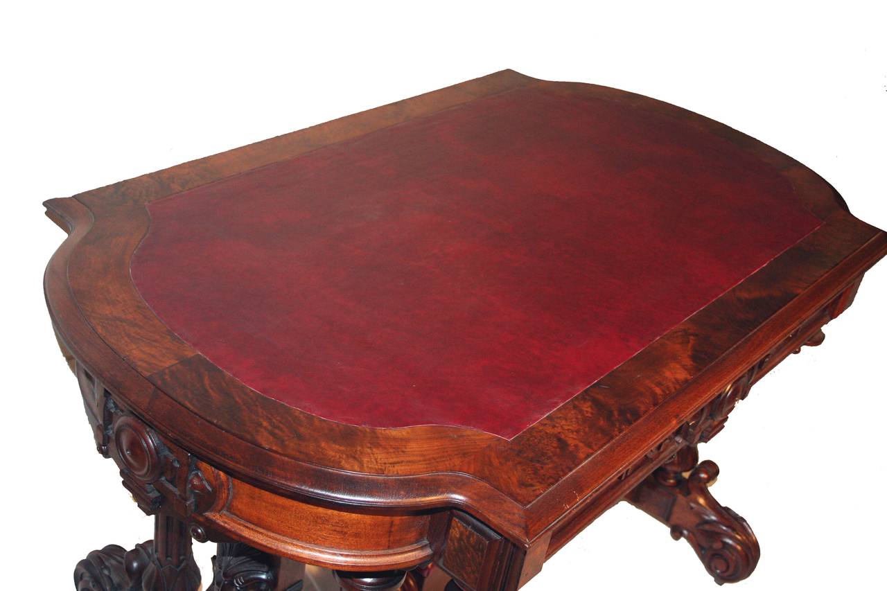 19th Century American Renaissance Revival Walnut Table and Desk 3