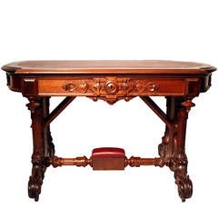 19th Century American Renaissance Revival Walnut Table and Desk