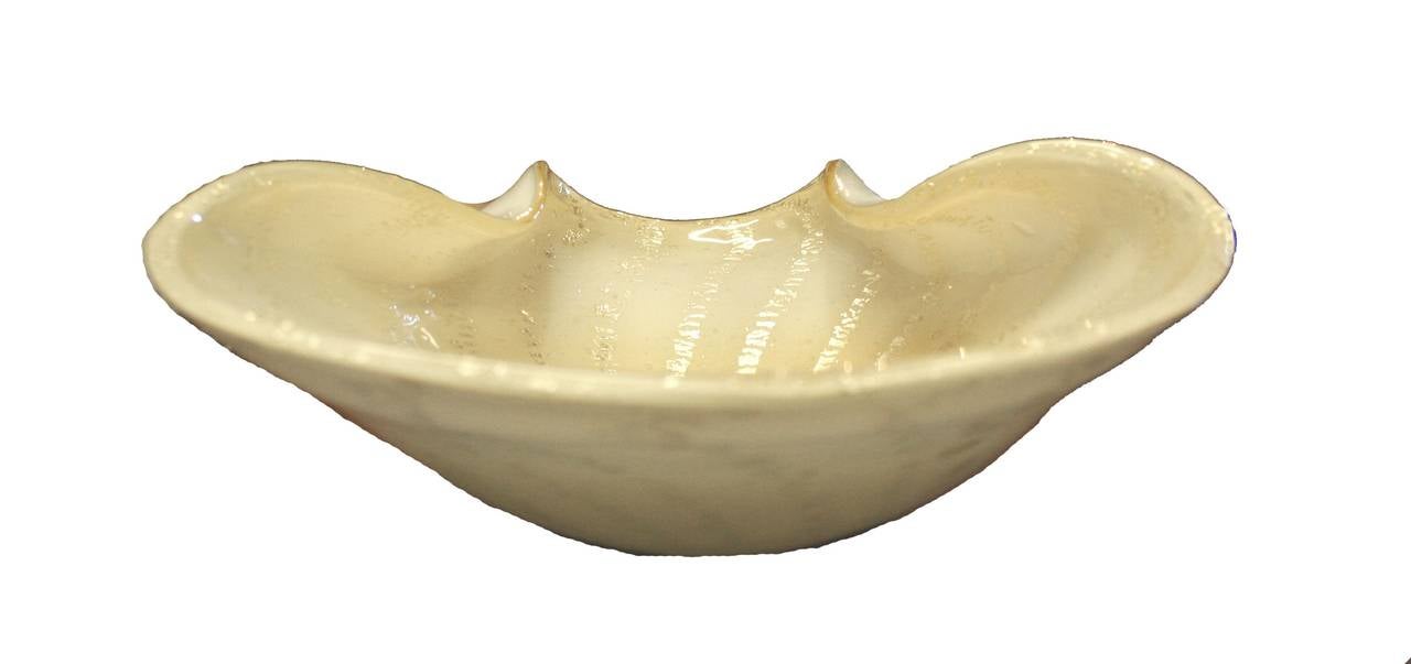 Mid-Century Modern Mid-Century Ercole Barovier Toso Murano Gold Flecked Sunburst Bowl