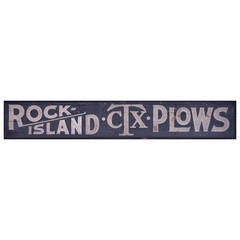 Antique 19th Century Rock Island Ctx Plows Sign