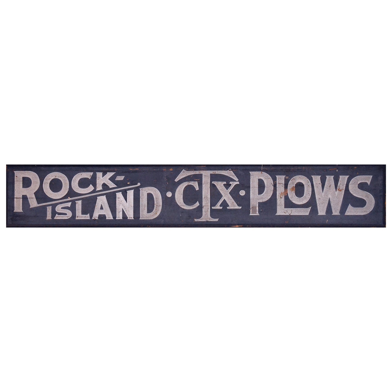 19th Century Rock Island Ctx Plows Sign