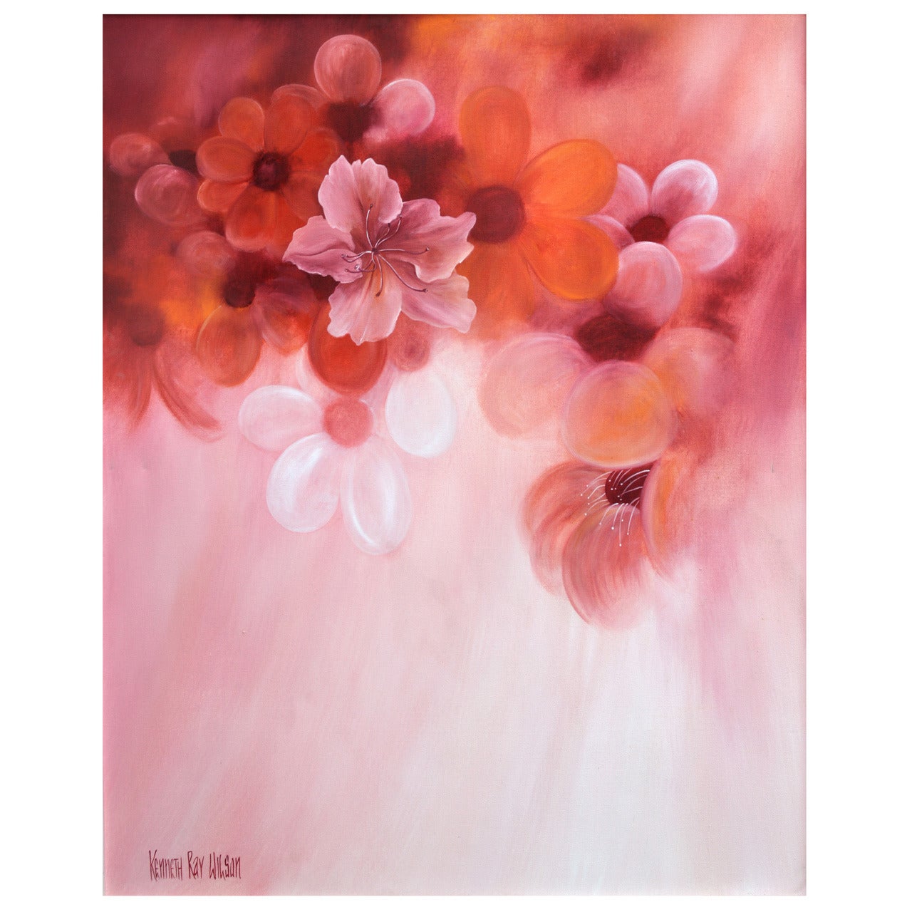 Hibiscus and Balloon Flowers Painting