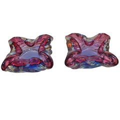 Pair of Matching Murano Flavio Poli Bowls or Ashtrays