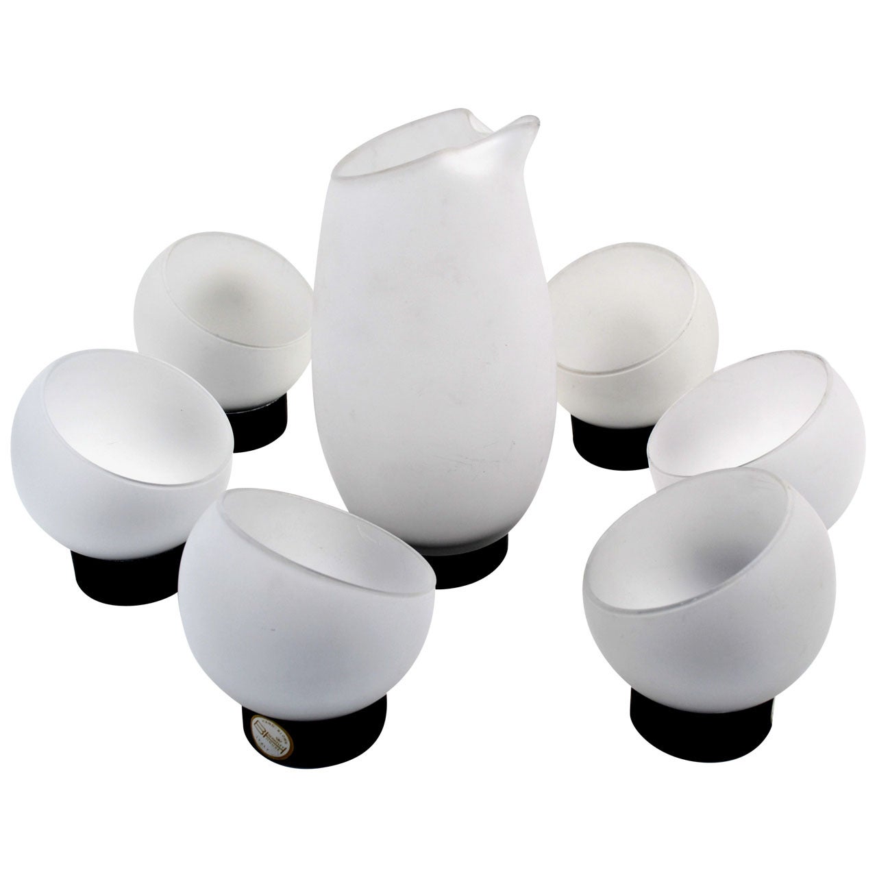 Rare Murano Frosted Glass Odd-Ball Martini Set