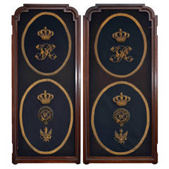 Antique Queen Victoria's 14th (King's) Hussars Crested Swinging Club Doors