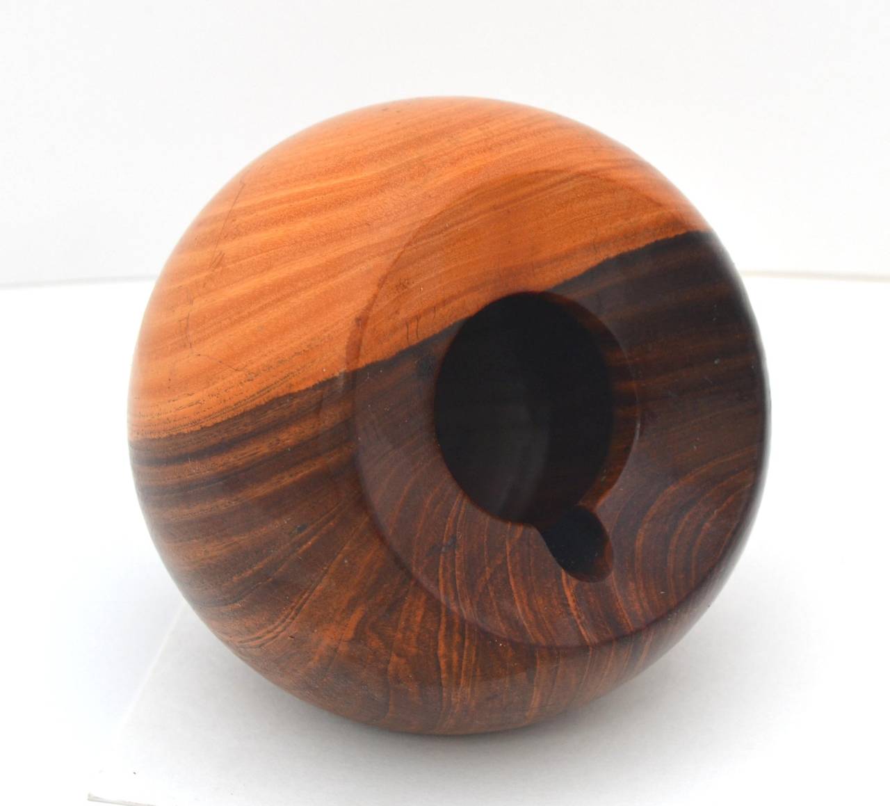 Pair of Mid-Century Modern Wood Orb Ashtrays