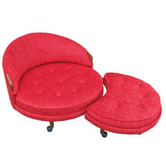 Adrian Pearsall Mid-Century Round Tufted Lounge Chair and Ottoman