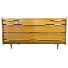 Crawford Furniture Mid-Century Low Dresser of Solid Maple, circa 1950