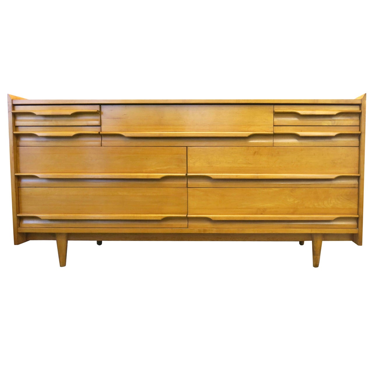 Crawford Furniture Mid-Century Low Dresser of Solid Maple, circa 1950