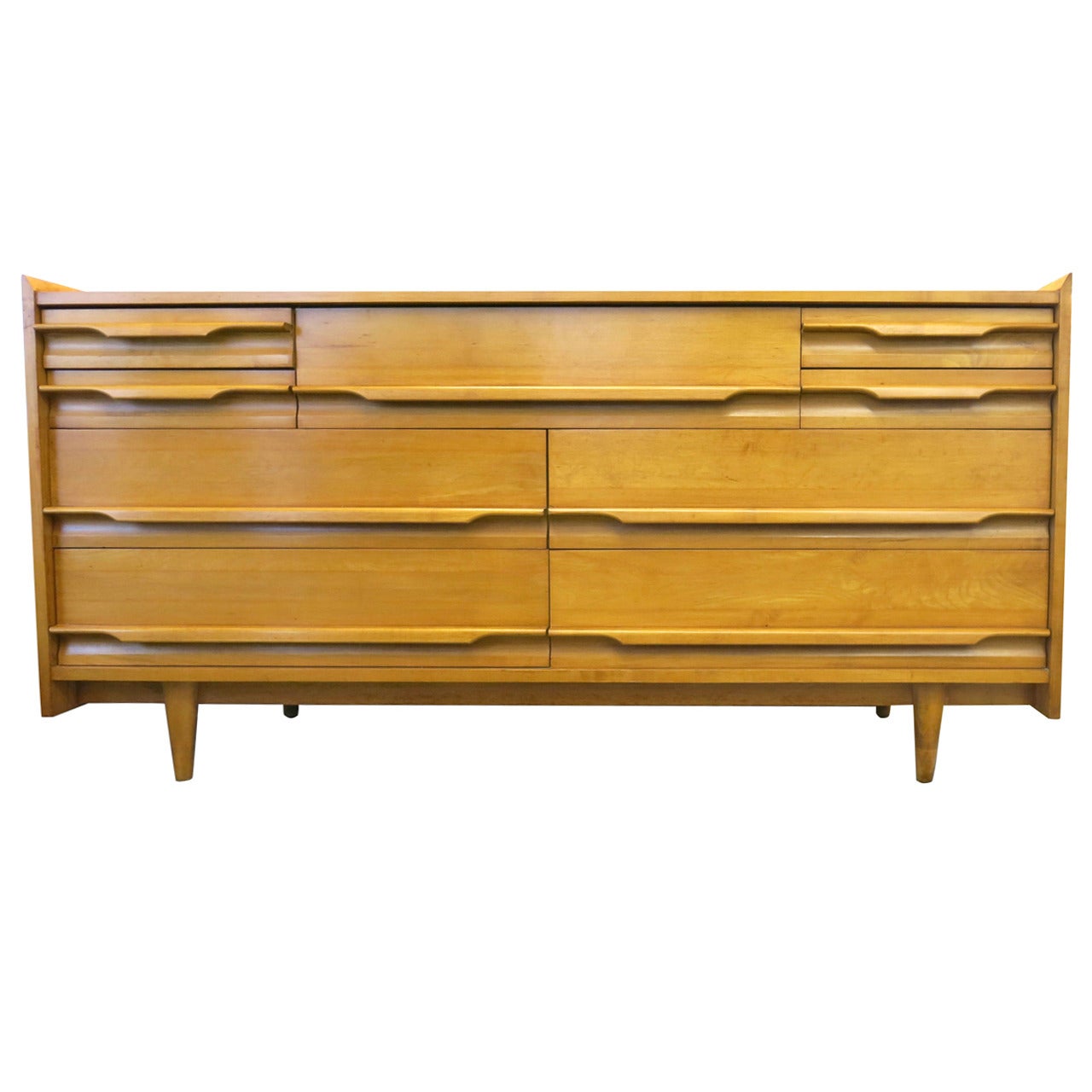 Crawford Furniture Mid-Century Low Dresser of Solid Maple, circa 1950