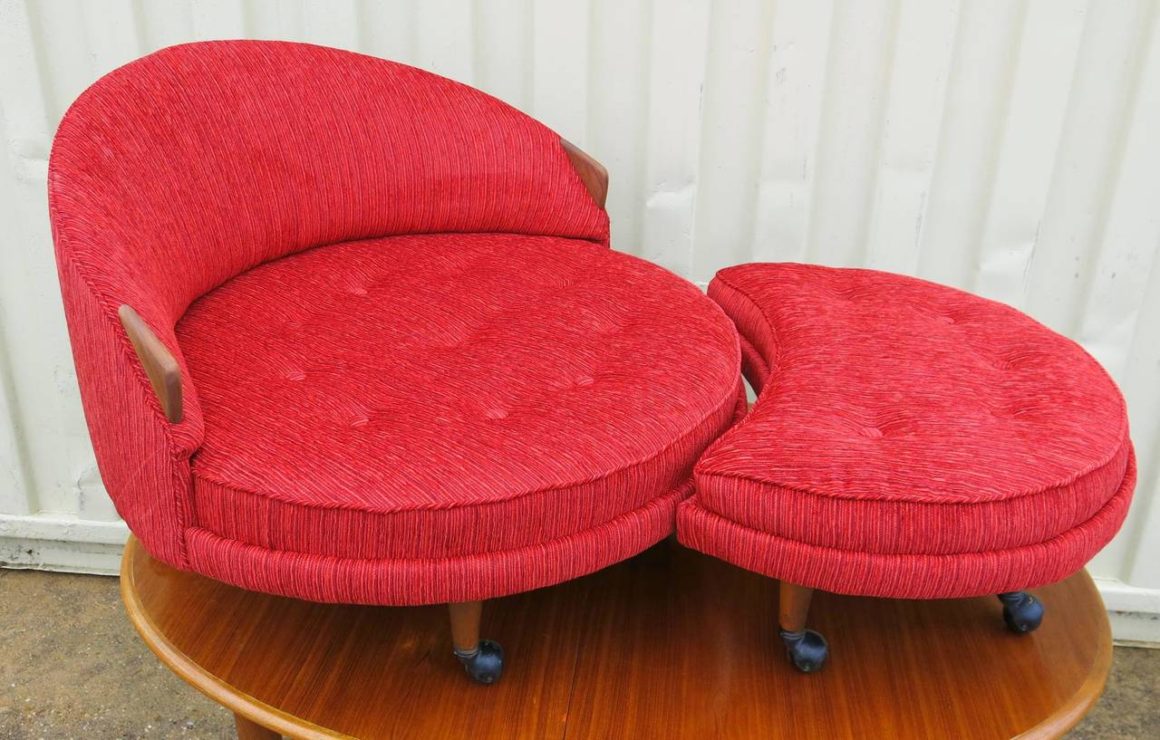 Mid-20th Century Adrian Pearsall Mid-Century Round Tufted Lounge Chair and Ottoman