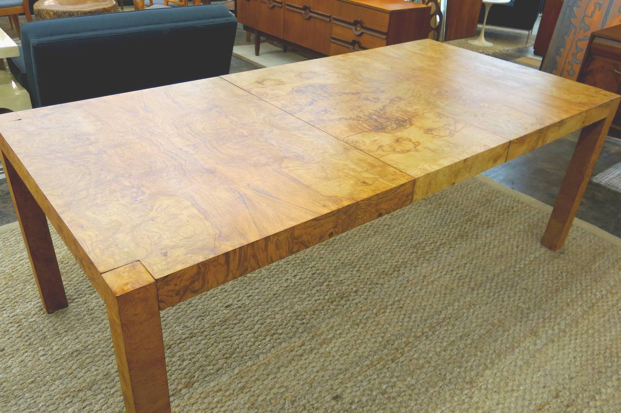 Burled Wood or Burl Wood Parsons Style Mid-Century Modern Dining Table 5