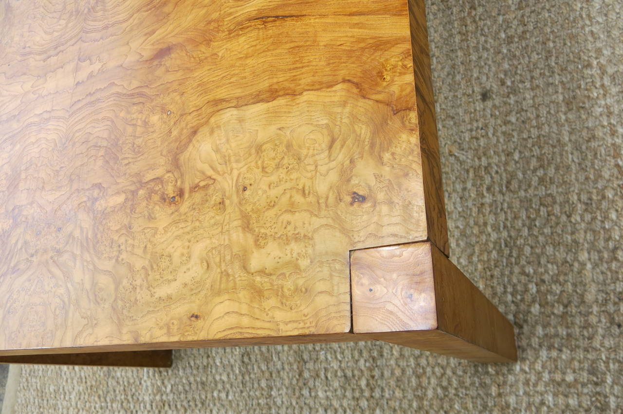 Burled Wood or Burl Wood Parsons Style Mid-Century Modern Dining Table 1