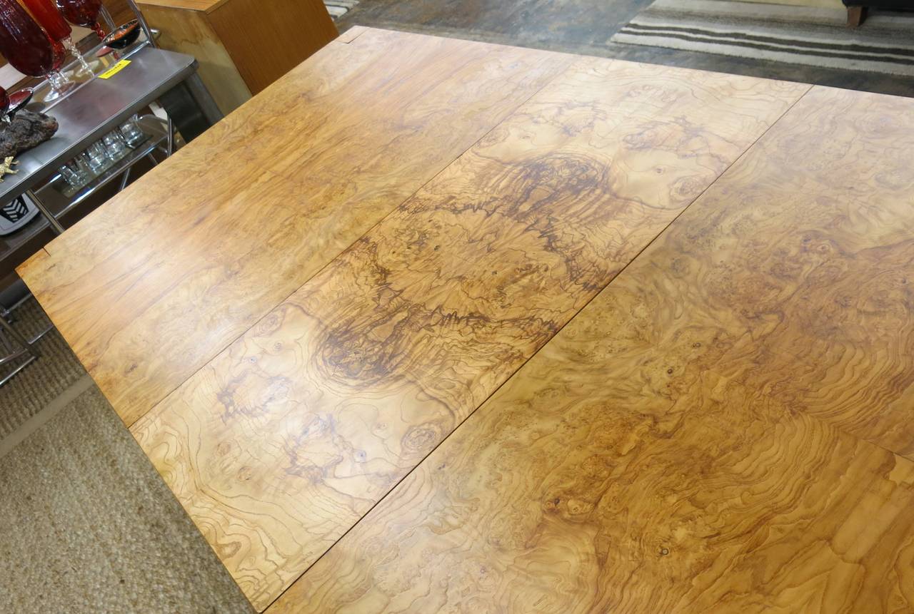 Burled Wood or Burl Wood Parsons Style Mid-Century Modern Dining Table 2