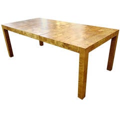 Burled Wood or Burl Wood Parsons Style Mid-Century Modern Dining Table